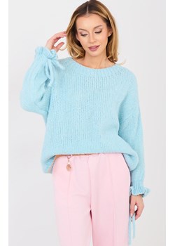 Pastelowy niebieski sweter z domieszką wełny MI-SW-1512.28, Kolor błękitny, Rozmiar uniwersalny, ITALY MODA ze sklepu Primodo w kategorii Swetry damskie - zdjęcie 189224479