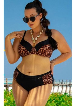 Dwuczęściowy strój kąpielowy z wysokim stanem 147/17, Kolor czarny-panterka, Rozmiar XL, Primo ze sklepu Primodo w kategorii Stroje kąpielowe - zdjęcie 189224535