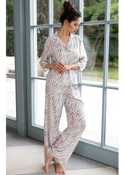 Sensis długa piżama damska rozpinana Emory 7/8, Kolor beżowy-wzór, Rozmiar S, SENSIS ze sklepu Primodo w kategorii Piżamy damskie - zdjęcie 189224549