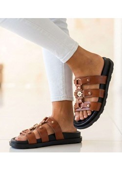 Brązowe klapki na platformie Sweet Shoes /G7-1 18784 W281/ ze sklepu Pantofelek24.pl w kategorii Klapki damskie - zdjęcie 189224857