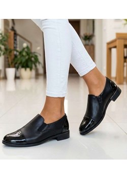 Czarne wizytowe półbuty damskie z suwakiem /D8-3 18855 T2/ ze sklepu Pantofelek24.pl w kategorii Półbuty damskie - zdjęcie 189224868