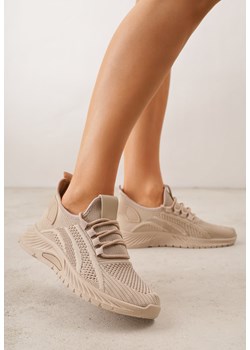 Ciemnobeżowe Sznurowane Buty Sportowe na Grubszej Podeszwie Unamarie ze sklepu born2be.pl w kategorii Buty sportowe damskie - zdjęcie 189224905
