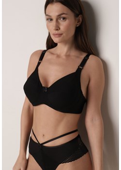 Czarny Gładki Biustonosz z Cienkimi Ramiączkami z Siateczki Anzlea ze sklepu born2be.pl w kategorii Biustonosze - zdjęcie 189226707