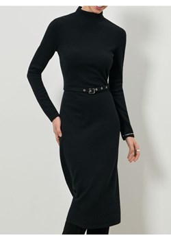 Sinsay - Sukienka midi z bawełną i ozdobnym paskiem - czarny ze sklepu Sinsay w kategorii Sukienki - zdjęcie 189227745