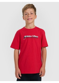 Chłopięcy t-shirt z nadrukiem 4F 4FJRAW25TTSHM3168 - czerwony ze sklepu Sportstylestory.com w kategorii T-shirty chłopięce - zdjęcie 189227837