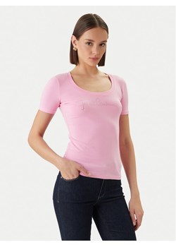 Just Cavalli T-Shirt 80PAHE22 CJ112 Różowy Slim Fit ze sklepu MODIVO w kategorii Bluzki damskie - zdjęcie 189231449