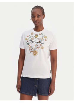 Just Cavalli T-Shirt 80PAHT28 CJ500 Biały Regular Fit ze sklepu MODIVO w kategorii Bluzki damskie - zdjęcie 189231669