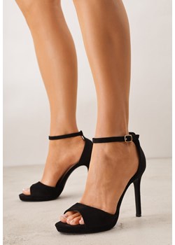 Czarne Szpilki z Imitacji Zamszu z Paskiem wokół Kostki Fecili ze sklepu born2be.pl w kategorii Czółenka - zdjęcie 189234836