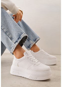 Białe Sneakersy VICES na Grubej Tłoczonej Podeszwie Riovelle ze sklepu born2be.pl w kategorii Buty sportowe damskie - zdjęcie 189234899