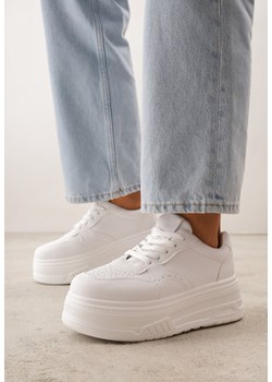 Białe Sneakersy VICES na Platformie z Ozdobną Perforacją na Nosku Riovera ze sklepu born2be.pl w kategorii Buty sportowe damskie - zdjęcie 189234908