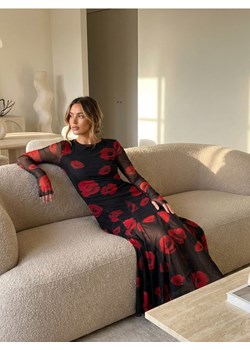 Sinsay - Tiulowa sukienka maxi ze wzorem - czarny ze sklepu Sinsay w kategorii Sukienki - zdjęcie 189235578