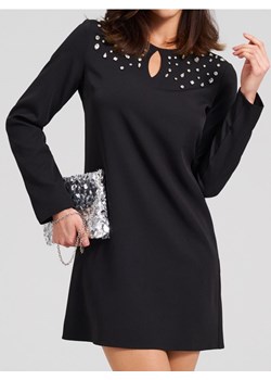 Sinsay - Sukienka mini z ozdobnymi dżetami przy dekolcie - czarny ze sklepu Sinsay w kategorii Sukienki - zdjęcie 189235617