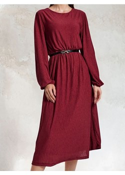 Sinsay - Sukienka z ozdobnym paskiem - bordowy ze sklepu Sinsay w kategorii Sukienki - zdjęcie 189235637