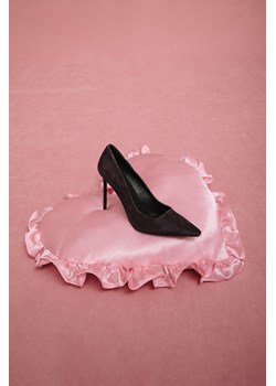 Estro: Ciemnobrązowe buty damskie na obcasie z weluru naturalnego ze sklepu Estro w kategorii Czółenka - zdjęcie 189237977