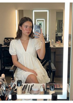 Sinsay - Sukienka mini z wiskozą z domieszką lnu - biały ze sklepu Sinsay w kategorii Sukienki - zdjęcie 189238409