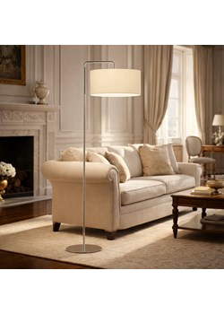 Klasyczna lampa stojąca na chromowanym stelażu BOLIVIA z abażurem ecru 40 cm ze sklepu Lysne w kategorii Lampy podłogowe - zdjęcie 189238487