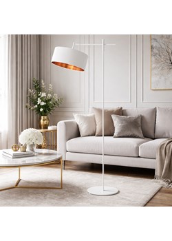 Biała lampa stojąca do salonu w stylu glamour MELTON GOLD z regulowanym ramieniem ze sklepu Lysne w kategorii Lampy podłogowe - zdjęcie 189238548