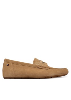 Tommy Hilfiger Mokasyny Flag Soft Suede Driver Loafer FW0FW08558 Brązowy ze sklepu MODIVO w kategorii Klapki damskie - zdjęcie 189239968