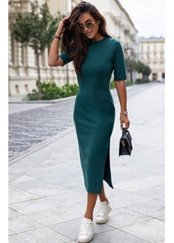Dzianinowa sukienka zielona dopasowana Leah 362, Kolor zielony, Rozmiar 38, Ivon ze sklepu Intymna w kategorii Sukienki - zdjęcie 189241648