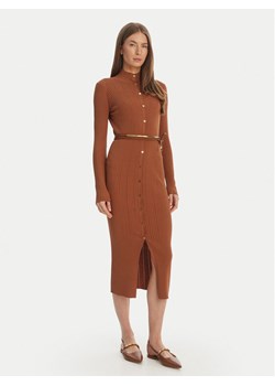 Elisabetta Franchi Sukienka dzianinowa AM-15S-61E2-V490 Brązowy Regular Fit ze sklepu MODIVO w kategorii Sukienki - zdjęcie 189244057