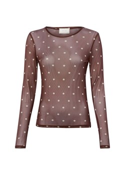 Neo Noir Damska bluzka z długim rękawem - Ella Dot Blouse Kobiety mocca w kropki ze sklepu vangraaf w kategorii Bluzki damskie - zdjęcie 189244286