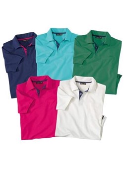 Zestaw 5 jednokolorowych koszulek polo Summer ze sklepu Atlas For Men w kategorii T-shirty męskie - zdjęcie 189244417
