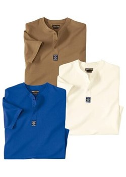 Zestaw 3 koszulek z dekoltem z guzikami Outdoor ze sklepu Atlas For Men w kategorii T-shirty męskie - zdjęcie 189244465