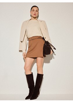 Mohito - Brązowa spódnica mini z paskiem - brązowy ze sklepu Mohito w kategorii Spódnice - zdjęcie 189244889