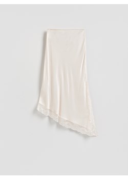 Reserved - Asymetryczna spódnica z koronką - kremowy ze sklepu Reserved w kategorii Spódnice - zdjęcie 189245346
