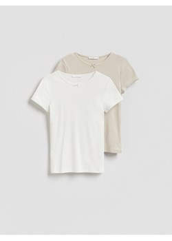 Reserved - T-shirt z modalem 2 pack - kremowy ze sklepu Reserved w kategorii Piżamy damskie - zdjęcie 189245377