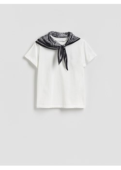 Reserved - T-shirt z apaszką - biały ze sklepu Reserved w kategorii Bluzki damskie - zdjęcie 189245446