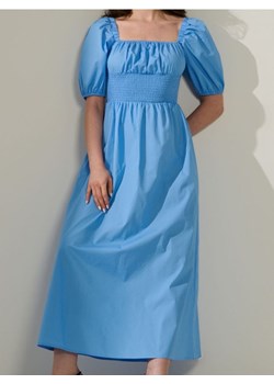 Sinsay - Bawełniana sukienka midi z bufiastymi rękawami - błękitny ze sklepu Sinsay w kategorii Sukienki - zdjęcie 189247316