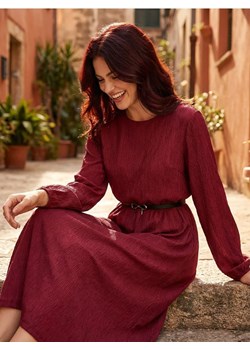 Sinsay - Sukienka z ozdobnym paskiem - bordowy ze sklepu Sinsay w kategorii Sukienki - zdjęcie 189247349