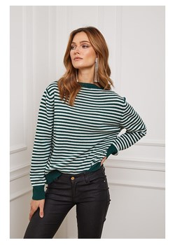 So Cachemire Sweter "Astrobal" w kolorze ciemnozielono-białym ze sklepu Limango Polska w kategorii Swetry damskie - zdjęcie 189248045