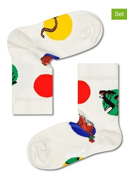 Happy Socks Skarpety (2 pary) w kolorze białym ze wzorem ze sklepu Limango Polska w kategorii Skarpetki dziecięce - zdjęcie 189249936