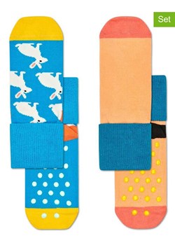 Happy Socks Skarpety (2 pary) w kolorze pomarańczowo-niebieskim ze wzorem ze sklepu Limango Polska w kategorii Skarpetki dziecięce - zdjęcie 189249975