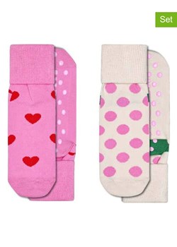 Happy Socks Skarpety (2 pary) w kolorze różowym i jasnoróżowym ze sklepu Limango Polska w kategorii Skarpetki dziecięce - zdjęcie 189250079