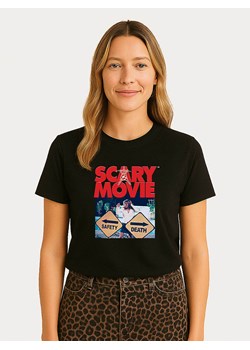WOOOP Koszulka "Scary Movie Official Safety vs Death" w kolorze czarnym ze sklepu Limango Polska w kategorii Bluzki damskie - zdjęcie 189250885