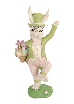 Clayre&amp;Eef Figurka dekoracyjna "Bunny" w kolorze zielono-białym - 19 x 36 x 15 cm ze sklepu Limango Polska w kategorii Dekoracje - zdjęcie 189252829