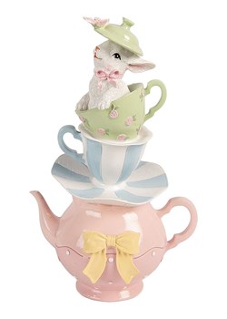 Clayre&amp;Eef Figurka dekoracyjna w kolorze różowo-błękitno-zielonym - 16 x 26 x 13 cm ze sklepu Limango Polska w kategorii Dekoracje - zdjęcie 189252929