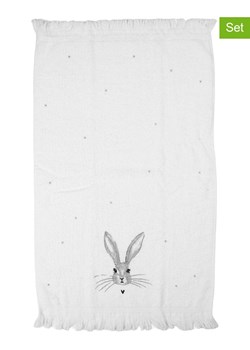 Clayre&amp;Eef Ręczniki (2 szt.) w kolorze biało-szarym dla gości - 66 x 40 cm ze sklepu Limango Polska w kategorii Ręczniki - zdjęcie 189253249