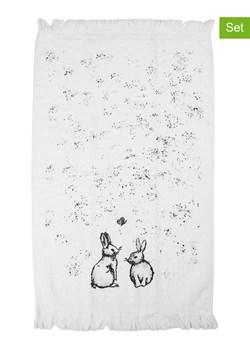 Clayre&amp;Eef Ręczniki (2 szt.) w kolorze biało-czarnym dla gości - 66 x 40 cm ze sklepu Limango Polska w kategorii Ręczniki - zdjęcie 189253258