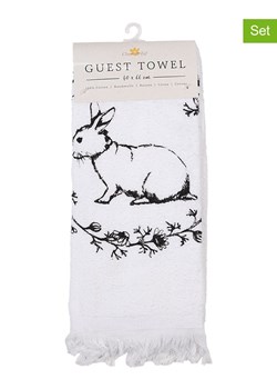 Clayre&amp;Eef Ręczniki (2 szt.) w kolorze biało-czarnym dla gości - 66 x 40 cm ze sklepu Limango Polska w kategorii Ręczniki - zdjęcie 189253267