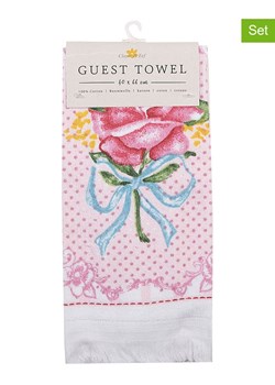Clayre&amp;Eef Ręczniki (2 szt.) w kolorze jasnoróżowo-białym - 66 x 40 cm ze sklepu Limango Polska w kategorii Ręczniki - zdjęcie 189253275