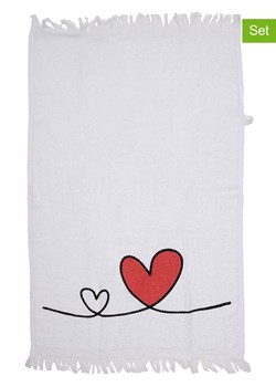 Clayre&amp;Eef Ręczniki (2 szt.) w kolorze biało-czerwonym dla gości - 66 x 40 cm ze sklepu Limango Polska w kategorii Ręczniki - zdjęcie 189253278