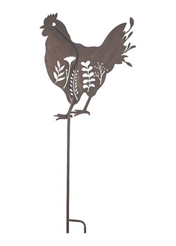 Clayre&amp;Eef Dekoracja ogrodowa "Rooster" w kolorze szarym na trzonku - 47 x 124 x 2 cm ze sklepu Limango Polska w kategorii Dekoracje i akcesoria ogrodowe - zdjęcie 189253295