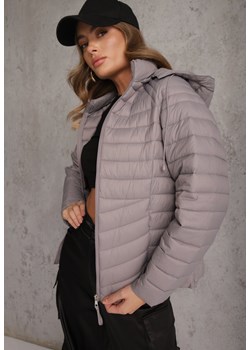 Szara Przejściowa Kurtka Pikowana z Kapturem z Możliwością Odpięcia Pretiga ze sklepu renee.pl w kategorii Kurtki damskie - zdjęcie 189255549
