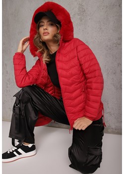 Czerwona Przejściowa Kurtka z Pikowaniem Bocznymi Ściągaczami i Kapturem Fezizia ze sklepu renee.pl w kategorii Kurtki damskie - zdjęcie 189255597