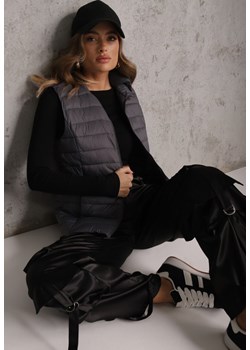 Szara Przejściowa Kamizelka z Pikowaniem i Kapturem Neatwenna ze sklepu renee.pl w kategorii Kamizelki damskie - zdjęcie 189255629