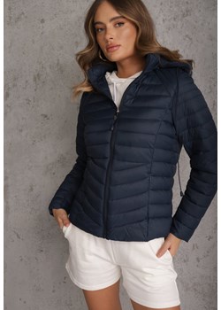 Granatowa Przejściowa Kurtka Pikowana z Kapturem z Możliwością Odpięcia Pretiga ze sklepu renee.pl w kategorii Kurtki damskie - zdjęcie 189255637